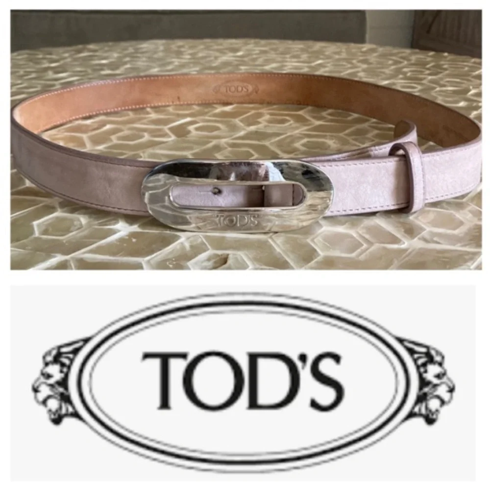 TOD'S Women’s Calfskin Leather Belt in lightest pink